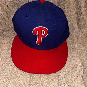 New Era Philadelphia Phillies Fitted Baseball Hat Size 7.5 On Field Cap 59FIFTY